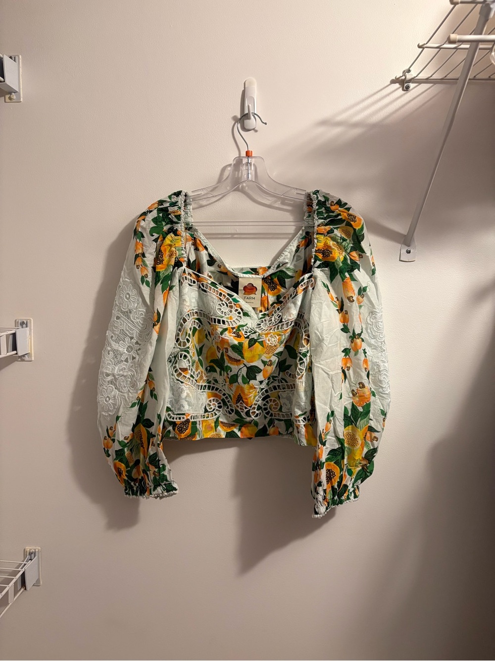 Boho Cottagecore Farm Rio Lace Puff Sleeve Crop Top XL
